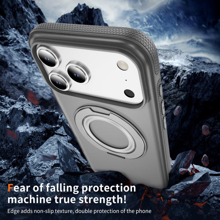 For iPhone 17 Pro Skin Feel Translucent PC Gear Holder C MagSafe Phone Case