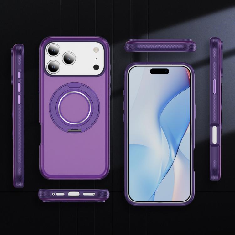 For iPhone 17 Pro Skin Feel Translucent PC Gear Holder C MagSafe Phone Case