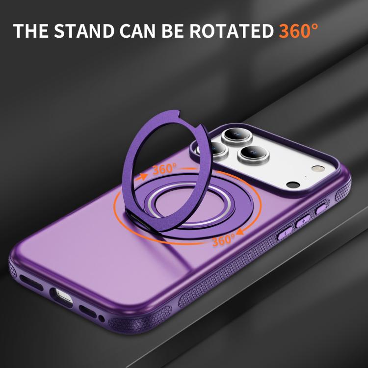 For iPhone 17 Pro Skin Feel Translucent PC Gear Holder C MagSafe Phone Case