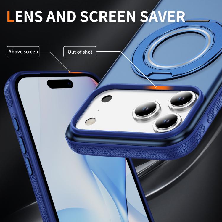 For iPhone 17 Pro Skin Feel Translucent PC Gear Holder C MagSafe Phone Case