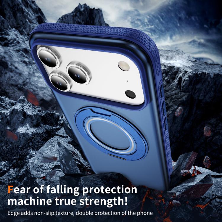 For iPhone 17 Pro Skin Feel Translucent PC Gear Holder C MagSafe Phone Case