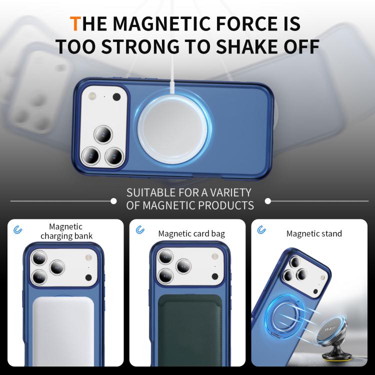 For iPhone 17 Pro Skin Feel Translucent PC Gear Holder C MagSafe Phone Case