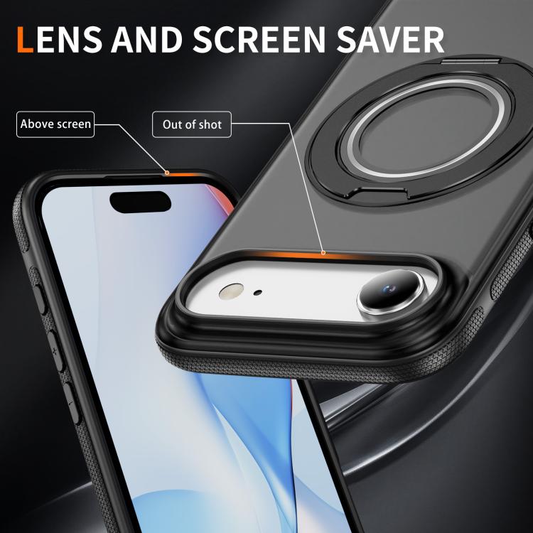 For iPhone Air Skin Feel Translucent PC Gear Holder C MagSafe Phone Case