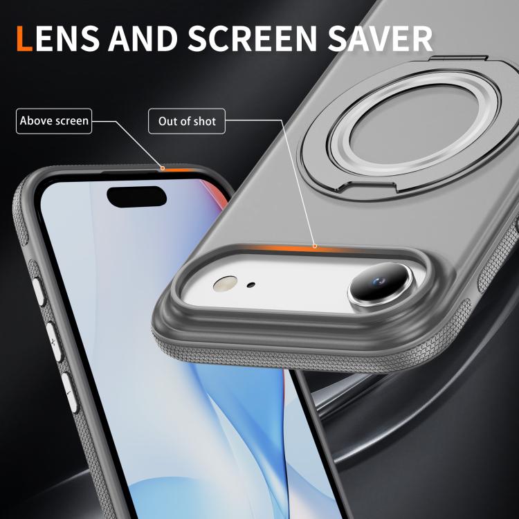 For iPhone Air Skin Feel Translucent PC Gear Holder C MagSafe Phone Case
