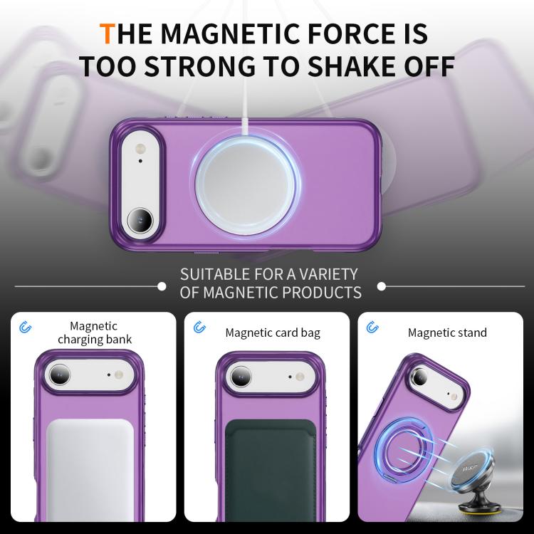 For iPhone Air Skin Feel Translucent PC Gear Holder C MagSafe Phone Case