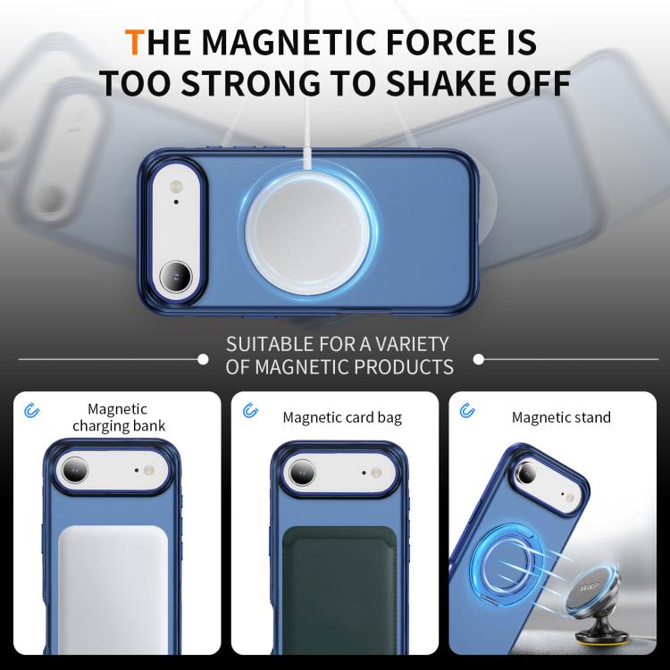 For iPhone Air Skin Feel Translucent PC Gear Holder C MagSafe Phone Case