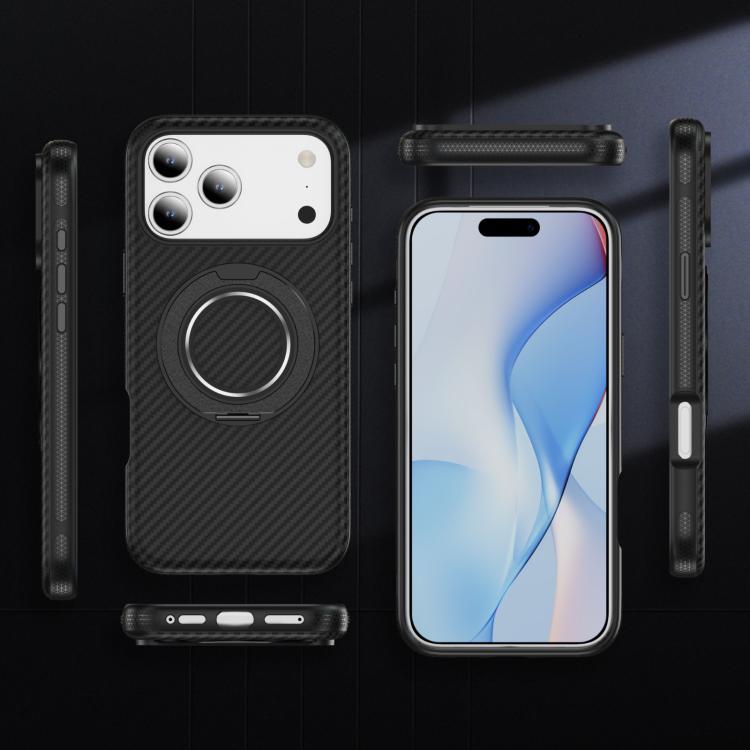 For iPhone 17 Pro Max Carbon Fiber Gear Holder C Type MagSafe Phone Case
