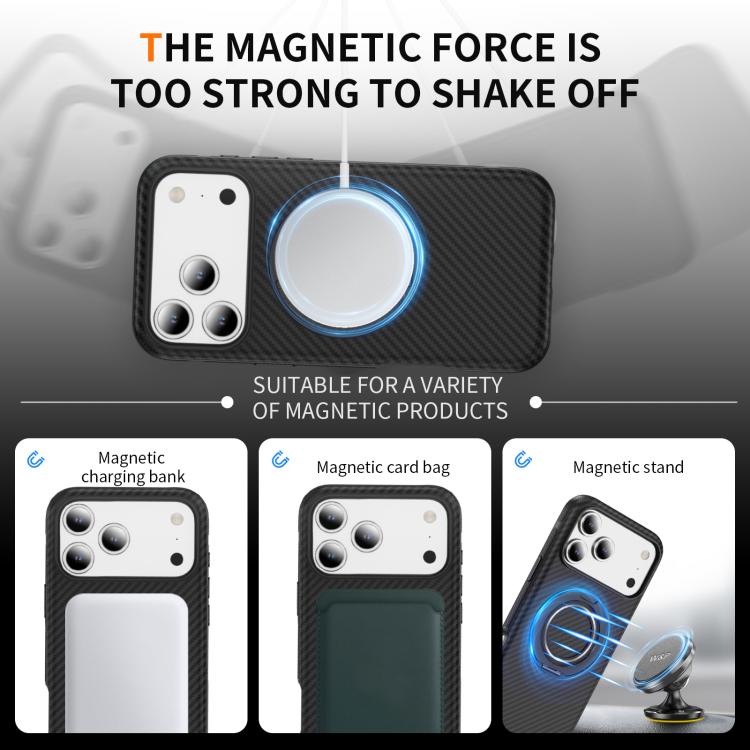 For iPhone 17 Pro Max Carbon Fiber Gear Holder C Type MagSafe Phone Case