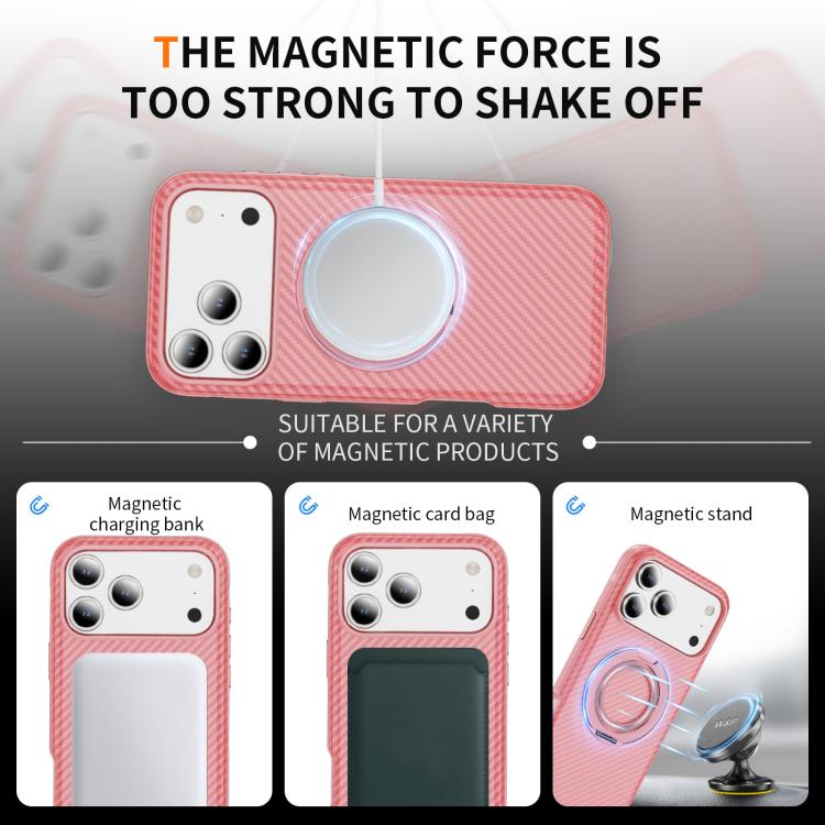 For iPhone 17 Pro Max Carbon Fiber Gear Holder C Type MagSafe Phone Case