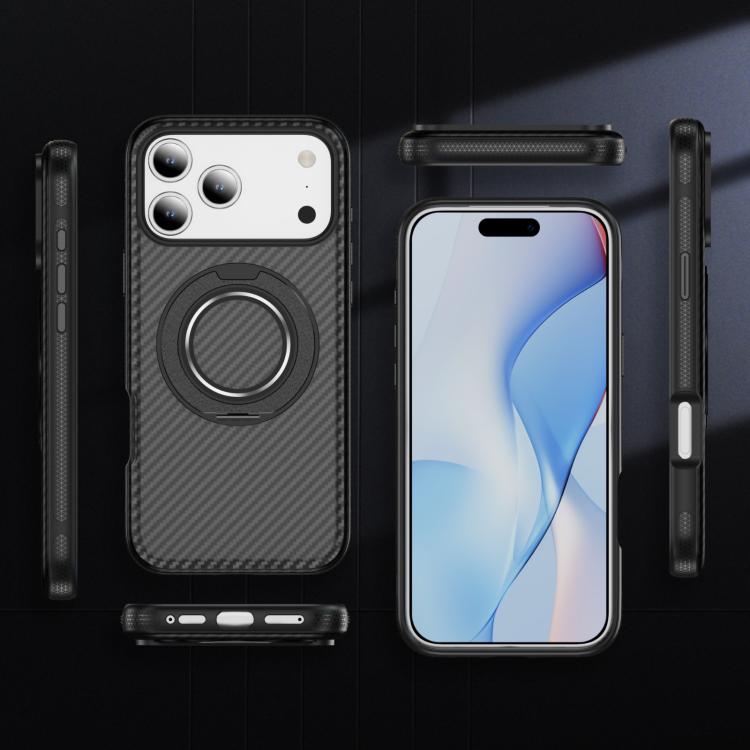 For iPhone 17 Pro Max Carbon Fiber Gear Holder C Type MagSafe Phone Case