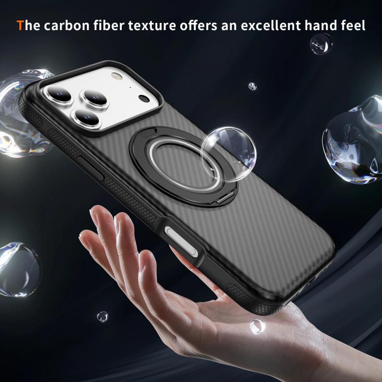 For iPhone 17 Pro Max Carbon Fiber Gear Holder C Type MagSafe Phone Case