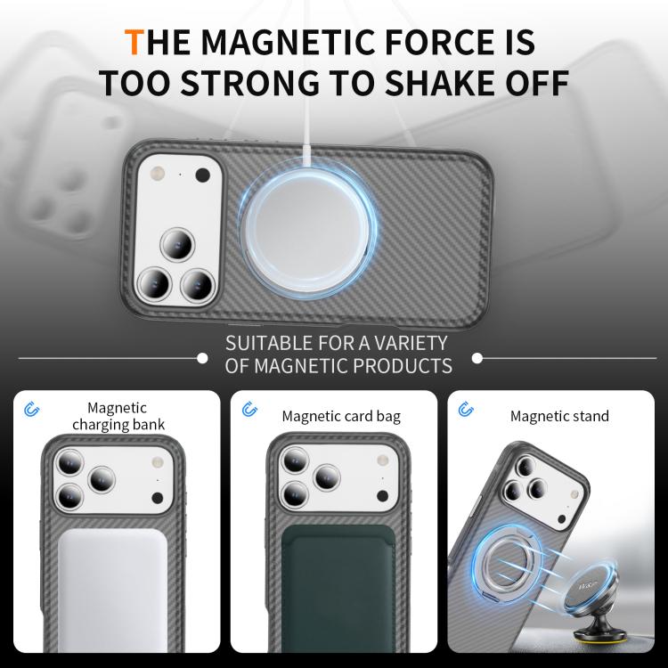 For iPhone 17 Pro Max Carbon Fiber Gear Holder C Type MagSafe Phone Case