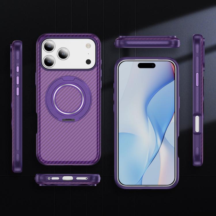 For iPhone 17 Pro Max Carbon Fiber Gear Holder C Type MagSafe Phone Case