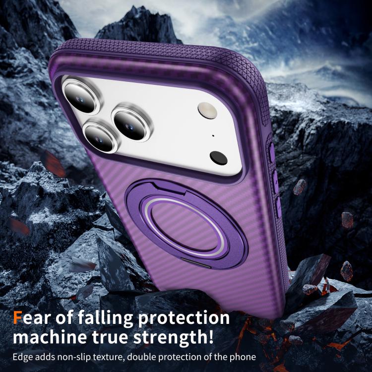 For iPhone 17 Pro Max Carbon Fiber Gear Holder C Type MagSafe Phone Case
