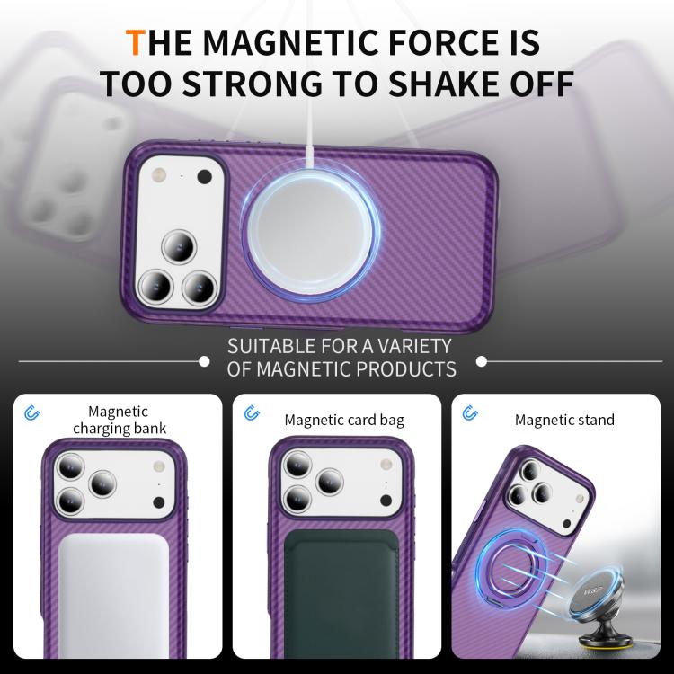 For iPhone 17 Pro Max Carbon Fiber Gear Holder C Type MagSafe Phone Case