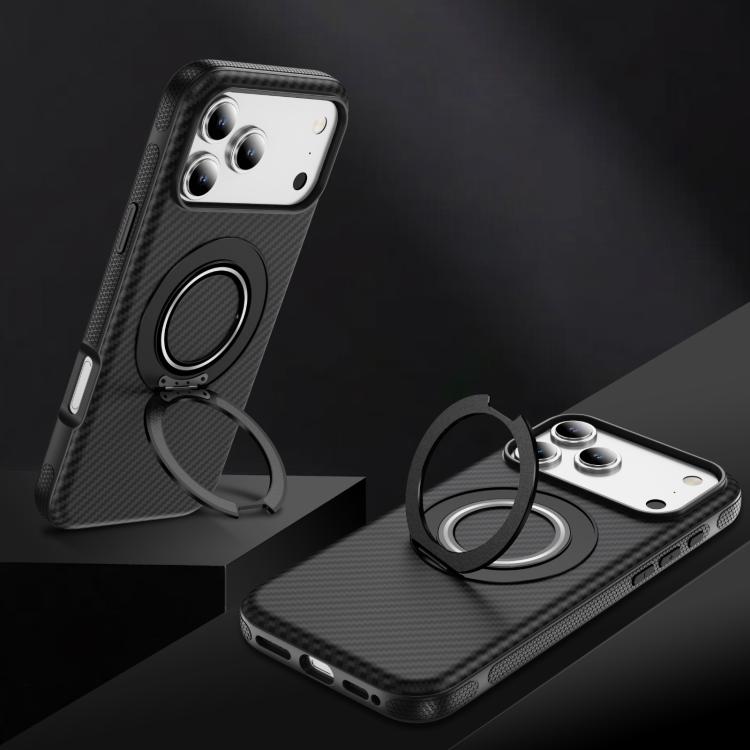 For iPhone 17 Pro Carbon Fiber Gear Holder C Type MagSafe Phone Case