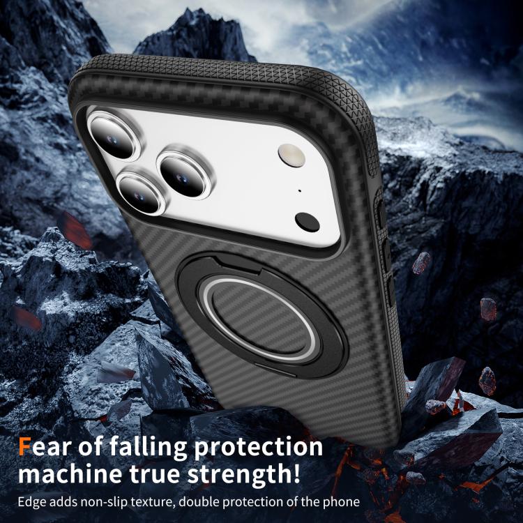 For iPhone 17 Pro Carbon Fiber Gear Holder C Type MagSafe Phone Case