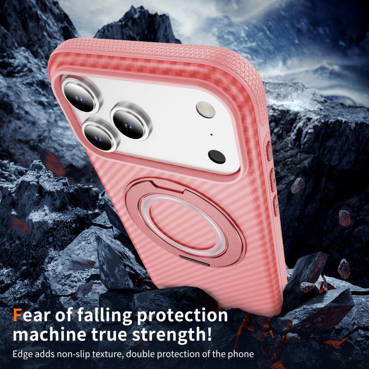 For iPhone 17 Pro Carbon Fiber Gear Holder C Type MagSafe Phone Case