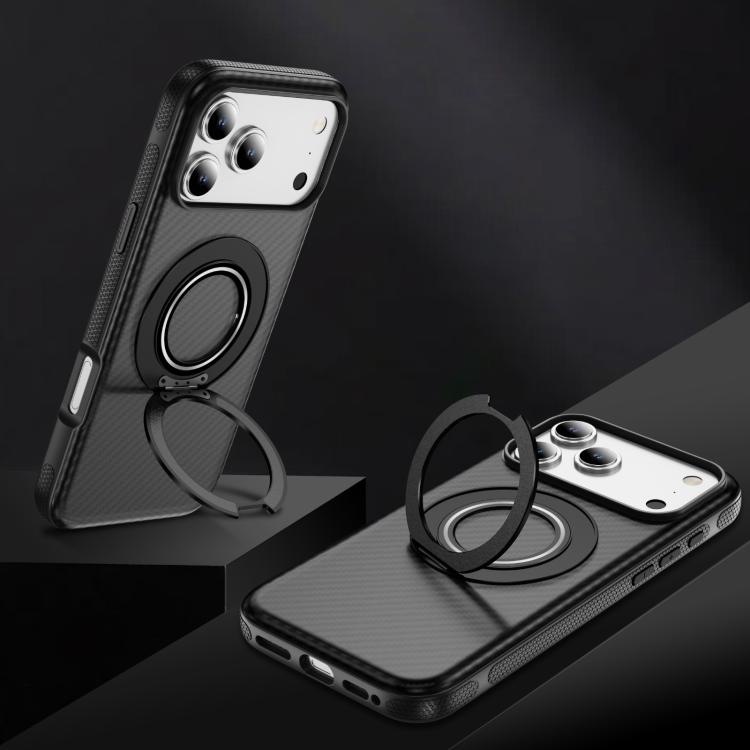 For iPhone 17 Pro Carbon Fiber Gear Holder C Type MagSafe Phone Case