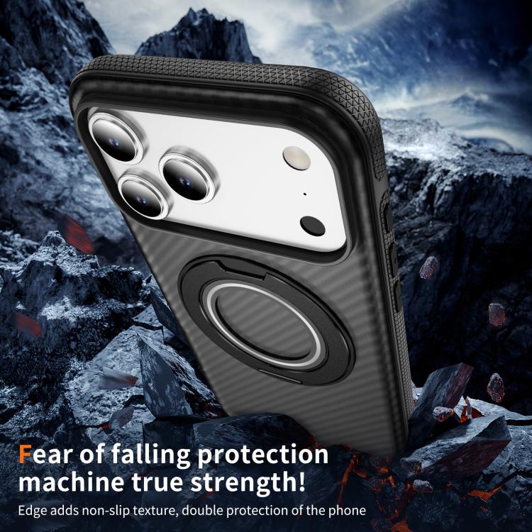 For iPhone 17 Pro Carbon Fiber Gear Holder C Type MagSafe Phone Case