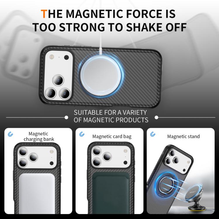 For iPhone 17 Pro Carbon Fiber Gear Holder C Type MagSafe Phone Case
