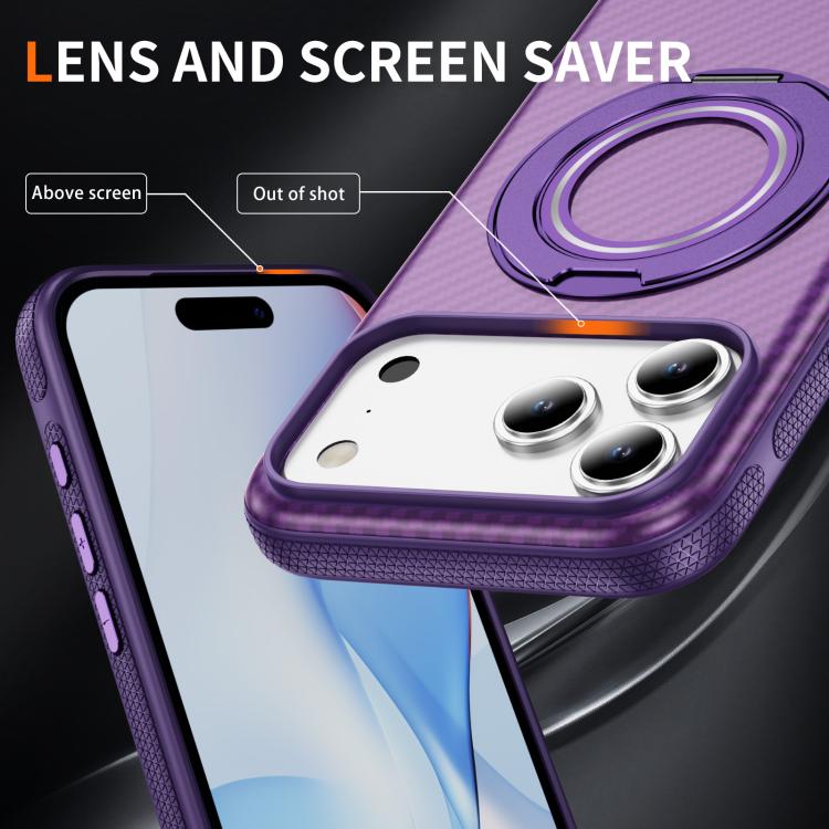 For iPhone 17 Pro Carbon Fiber Gear Holder C Type MagSafe Phone Case