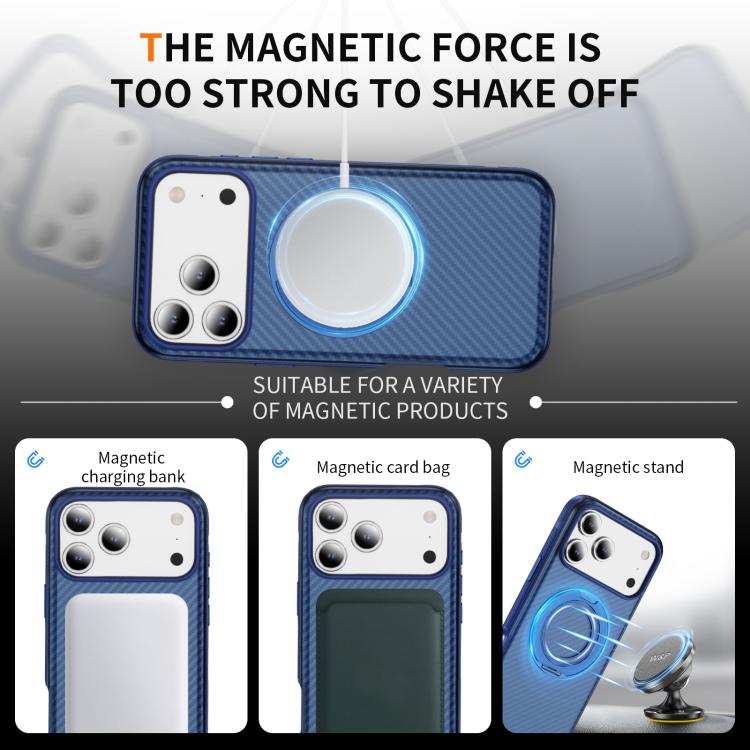 For iPhone 17 Pro Carbon Fiber Gear Holder C Type MagSafe Phone Case