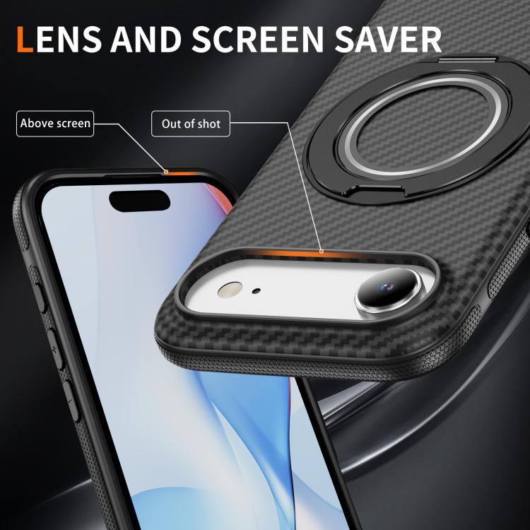 For iPhone Air Carbon Fiber Gear Holder C Type MagSafe Phone Case