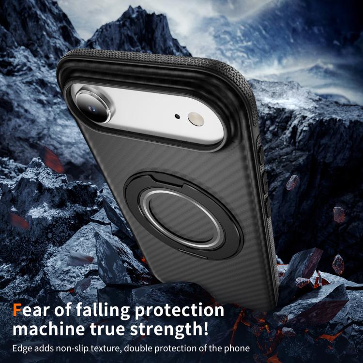 For iPhone Air Carbon Fiber Gear Holder C Type MagSafe Phone Case