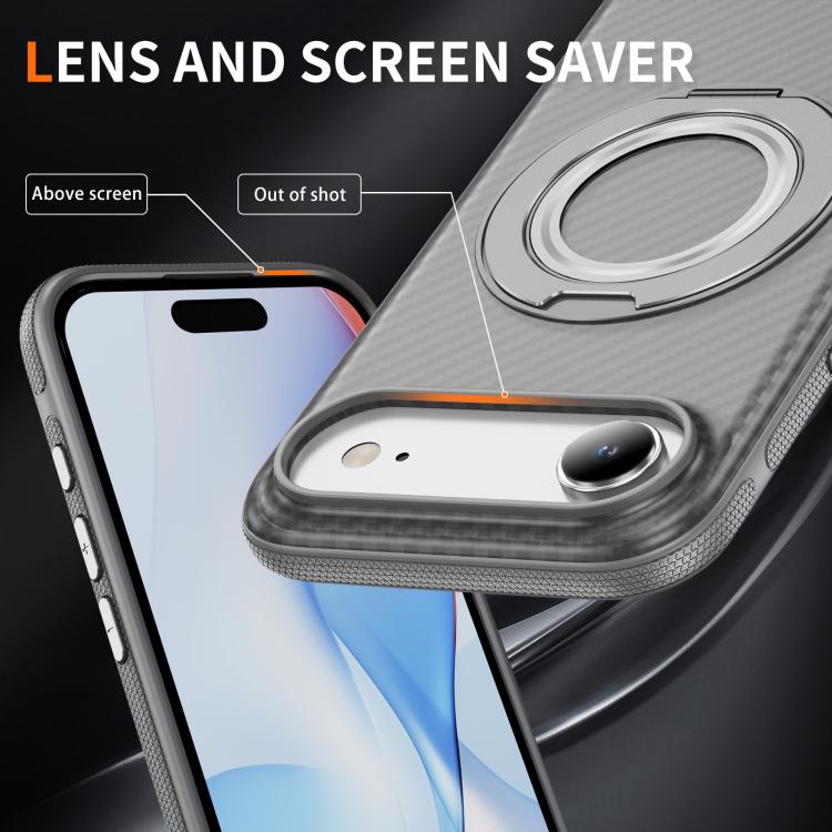 For iPhone Air Carbon Fiber Gear Holder C Type MagSafe Phone Case
