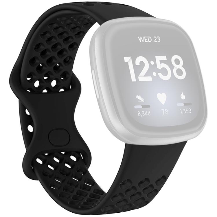 xDfind Breathable Holes Solid Color Silicone Watch Band For Fitbit Versa 3 / Sense, Size:S