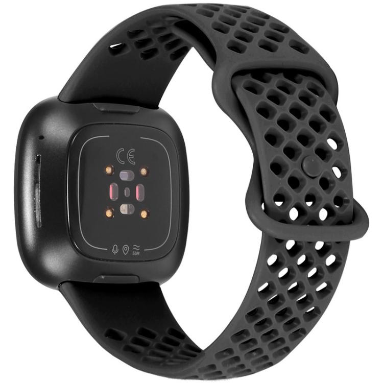 xDfind Breathable Holes Solid Color Silicone Watch Band For Fitbit Versa 3 / Sense, Size:S