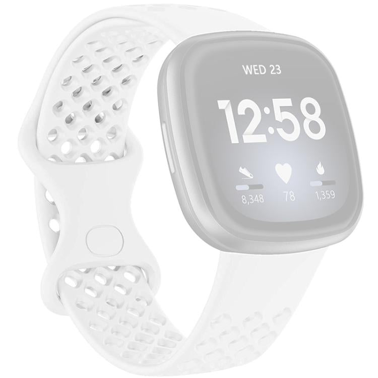 xDfind Breathable Holes Solid Color Silicone Watch Band For Fitbit Versa 3 / Sense, Size:S