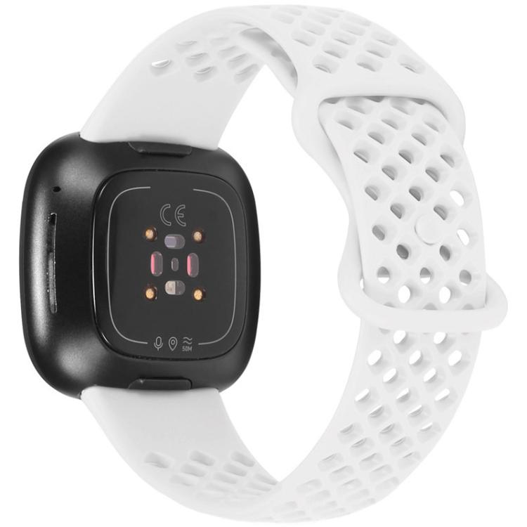 xDfind Breathable Holes Solid Color Silicone Watch Band For Fitbit Versa 3 / Sense, Size:S