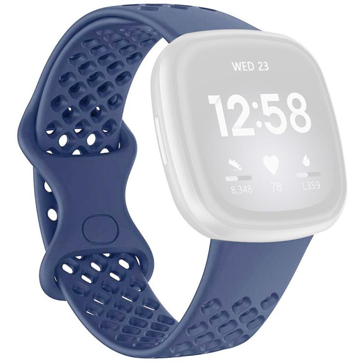 xDfind Breathable Holes Solid Color Silicone Watch Band For Fitbit Versa 3 / Sense, Size:S