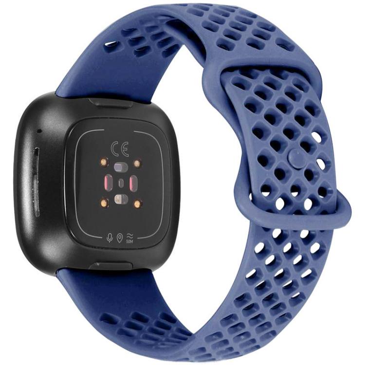 xDfind Breathable Holes Solid Color Silicone Watch Band For Fitbit Versa 3 / Sense, Size:S