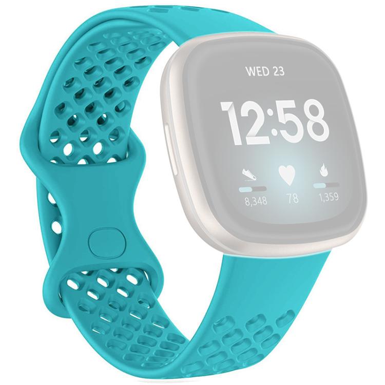 xDfind Breathable Holes Solid Color Silicone Watch Band For Fitbit Versa 3 / Sense, Size:S