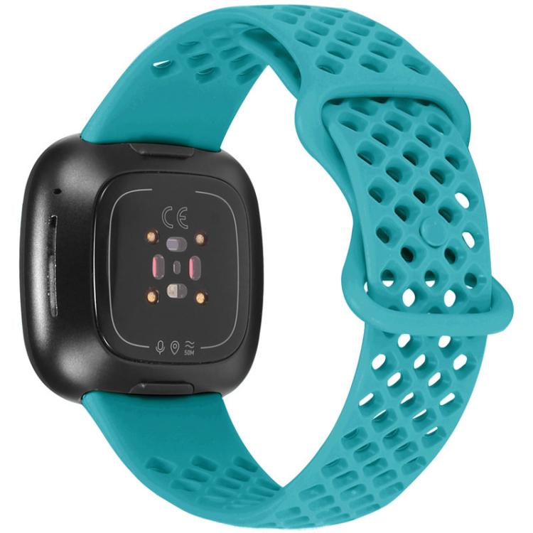 xDfind Breathable Holes Solid Color Silicone Watch Band For Fitbit Versa 3 / Sense, Size:S