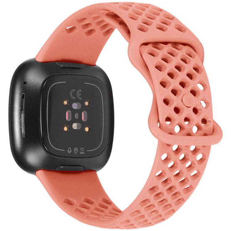 xDfind Breathable Holes Solid Color Silicone Watch Band For Fitbit Versa 3 / Sense, Size:S