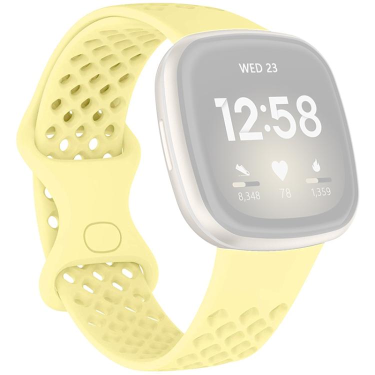 xDfind Breathable Holes Solid Color Silicone Watch Band For Fitbit Versa 3 / Sense, Size:S