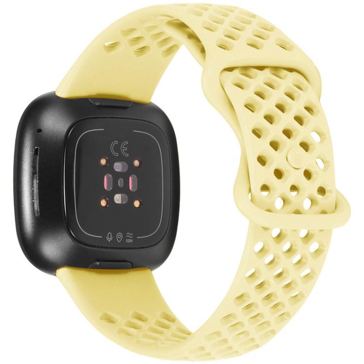 xDfind Breathable Holes Solid Color Silicone Watch Band For Fitbit Versa 3 / Sense, Size:S