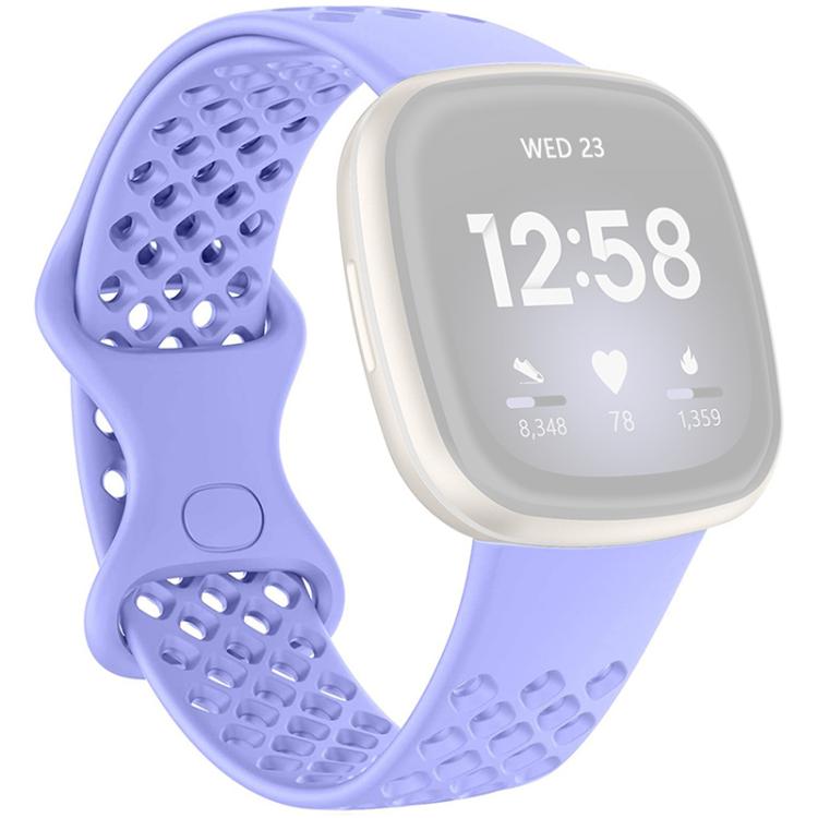 xDfind Breathable Holes Solid Color Silicone Watch Band For Fitbit Versa 3 / Sense, Size:S