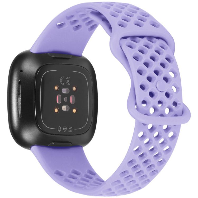 xDfind Breathable Holes Solid Color Silicone Watch Band For Fitbit Versa 3 / Sense, Size:S