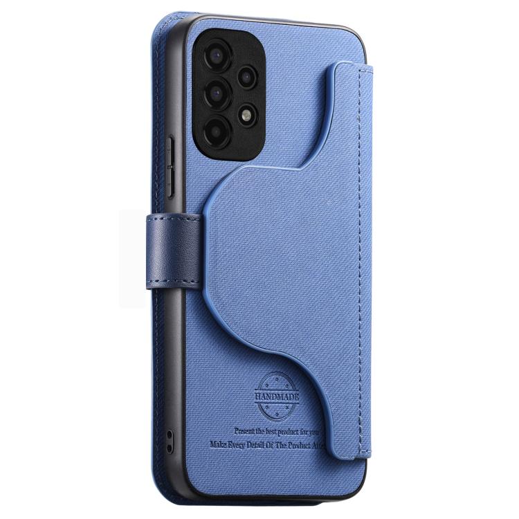 For Galaxy A13 4G Twill Fabric MagSafe RFID Anti-theft Zipper Wallet Leather Phone Case