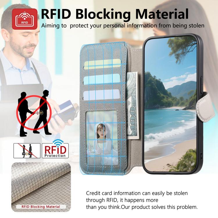 For Galaxy A13 4G Twill Fabric MagSafe RFID Anti-theft Zipper Wallet Leather Phone Case