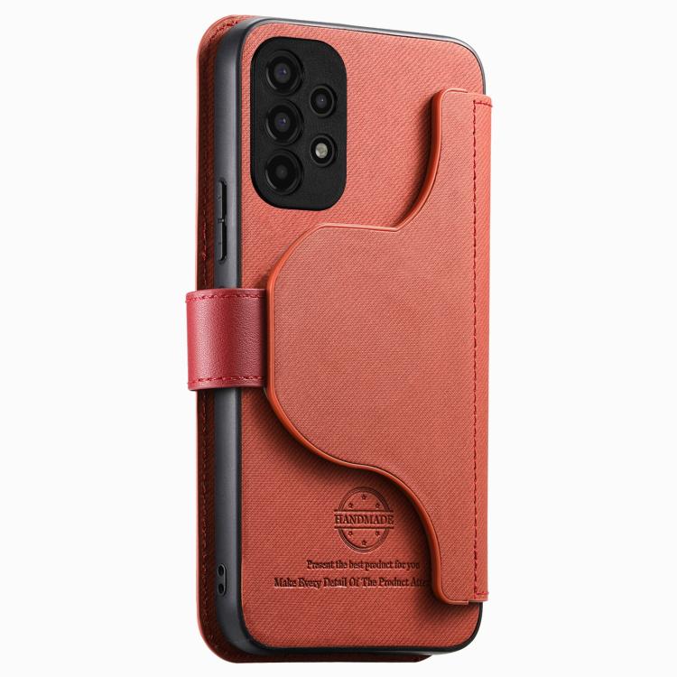 For Galaxy A13 4G Twill Fabric MagSafe RFID Anti-theft Zipper Wallet Leather Phone Case