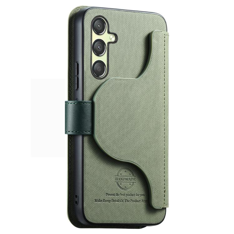 For Galaxy A15 4G / 5G Twill Fabric MagSafe RFID Anti-theft Zipper Wallet Leather Phone Case