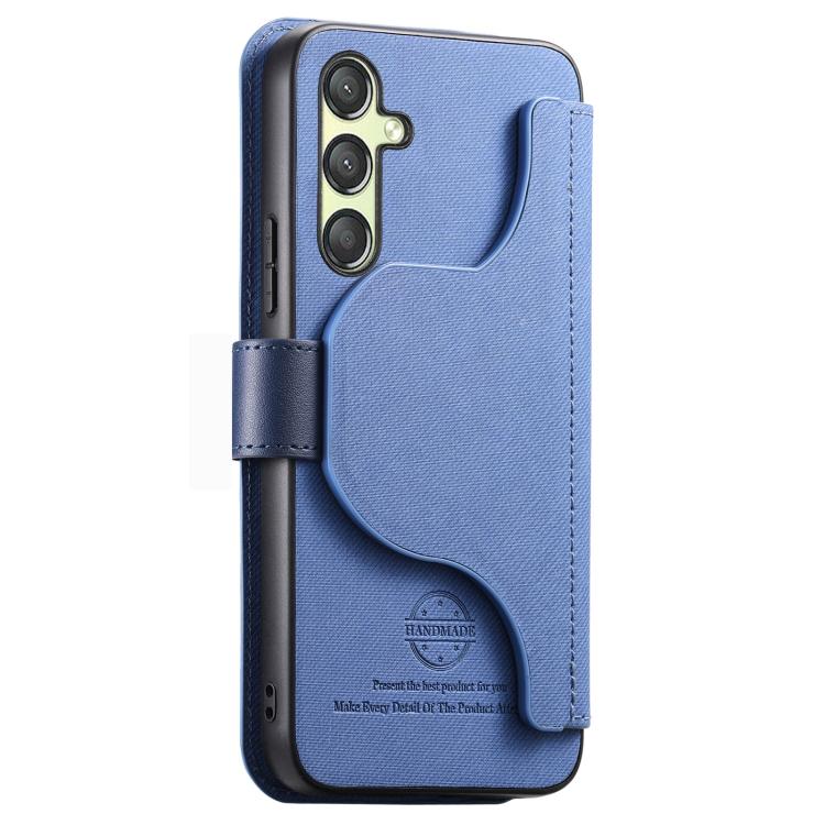 For Galaxy A16 4G / 5G Twill Fabric MagSafe RFID Anti-theft Zipper Wallet Leather Phone Case