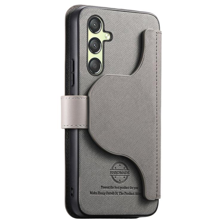 For Galaxy A24 5G Twill Fabric MagSafe RFID Anti-theft Zipper Wallet Leather Phone Case