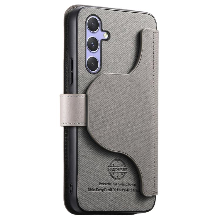 For Galaxy A34 5G Twill Fabric MagSafe RFID Anti-theft Zipper Wallet Leather Phone Case